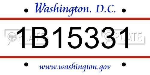 1B15331 District Of Columbia License Plate
