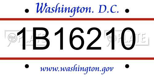 1B16210 District Of Columbia License Plate