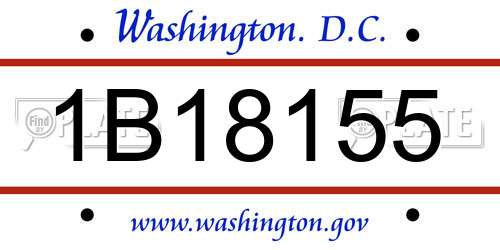 1B18155 District Of Columbia License Plate