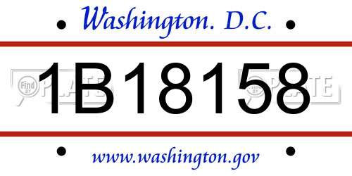 1B18158 District Of Columbia License Plate