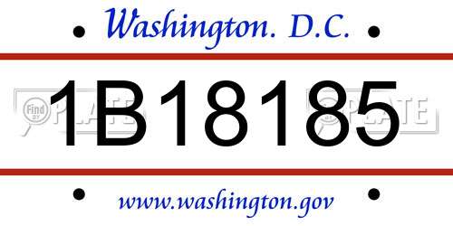 1B18185 District Of Columbia License Plate