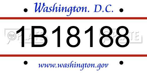 1B18188 District Of Columbia License Plate