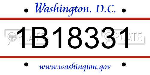 1B18331 District Of Columbia License Plate