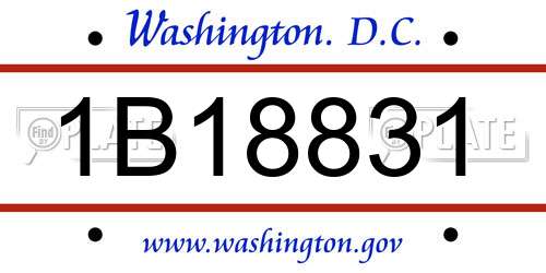 1B18831 District Of Columbia License Plate