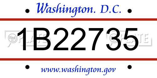 1B22735 District Of Columbia License Plate