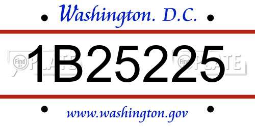 1B25225 District Of Columbia License Plate