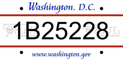 1B25228 District Of Columbia License Plate
