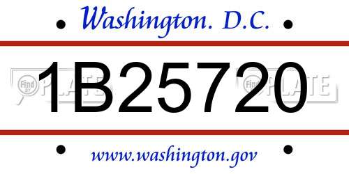 1B25720 District Of Columbia License Plate