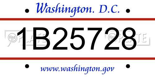 1B25728 District Of Columbia License Plate