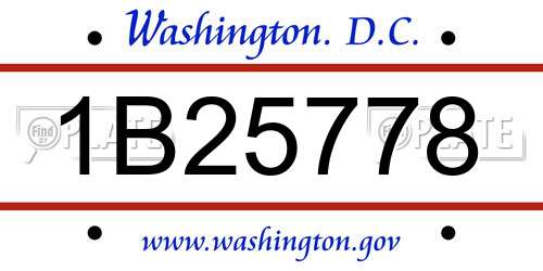 1B25778 District Of Columbia License Plate