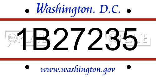 1B27235 District Of Columbia License Plate