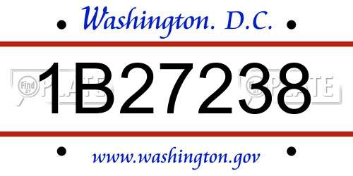 1B27238 District Of Columbia License Plate