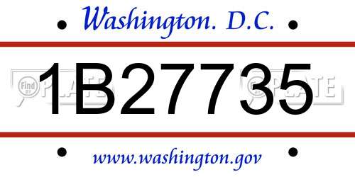 1B27735 District Of Columbia License Plate