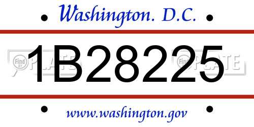 1B28225 District Of Columbia License Plate