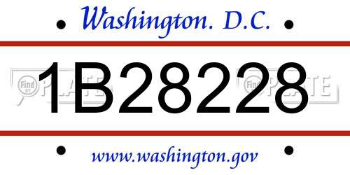 1B28228 District Of Columbia License Plate
