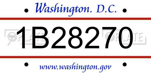 1B28270 District Of Columbia License Plate