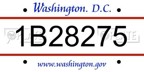 1B28275 District Of Columbia License Plate