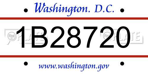 1B28720 District Of Columbia License Plate