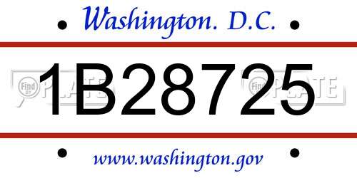 1B28725 District Of Columbia License Plate