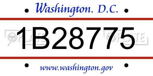 1B28775 District Of Columbia License Plate