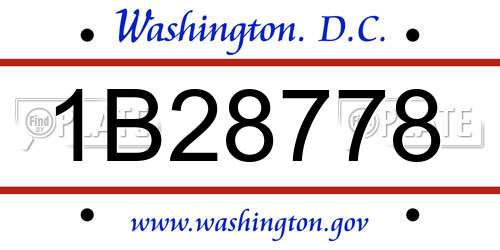 1B28778 District Of Columbia License Plate