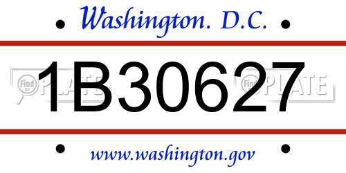 1B30627 District Of Columbia License Plate