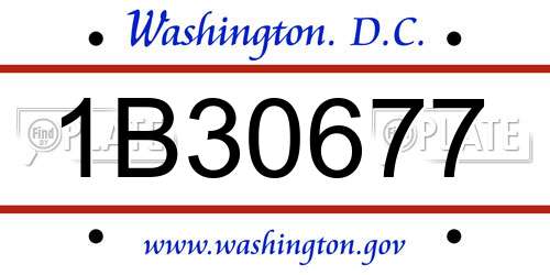 1B30677 District Of Columbia License Plate