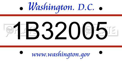 1B32005 District Of Columbia License Plate