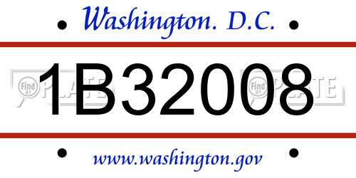 1B32008 District Of Columbia License Plate
