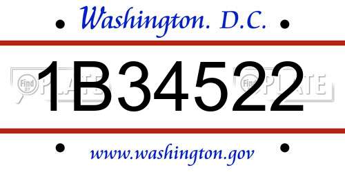 1B34522 District Of Columbia License Plate