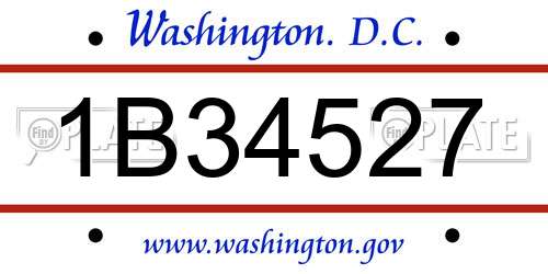 1B34527 District Of Columbia License Plate