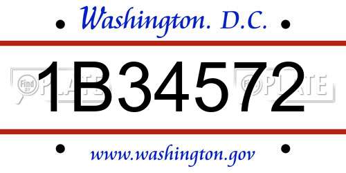 1B34572 District Of Columbia License Plate