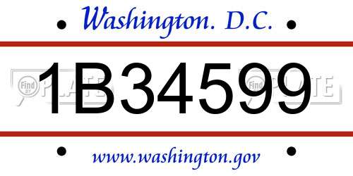 1B34599 District Of Columbia License Plate