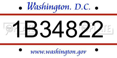 1B34822 District Of Columbia License Plate