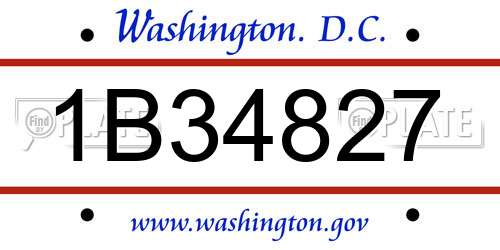 1B34827 District Of Columbia License Plate
