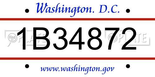 1B34872 District Of Columbia License Plate