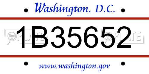 1B35652 District Of Columbia License Plate