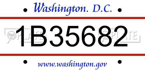 1B35682 District Of Columbia License Plate