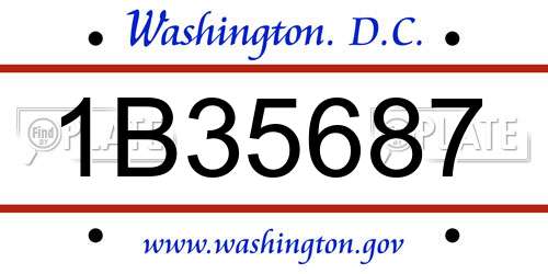 1B35687 District Of Columbia License Plate