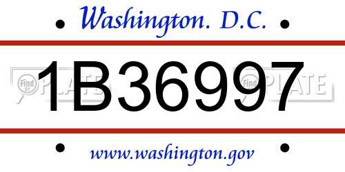 1B36997 District Of Columbia License Plate