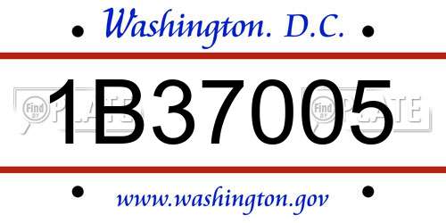 1B37005 District Of Columbia License Plate