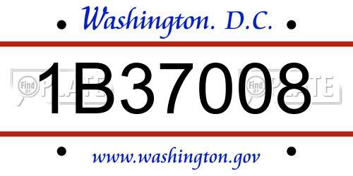 1B37008 District Of Columbia License Plate