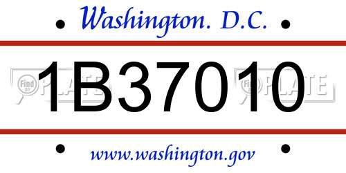 1B37010 District Of Columbia License Plate