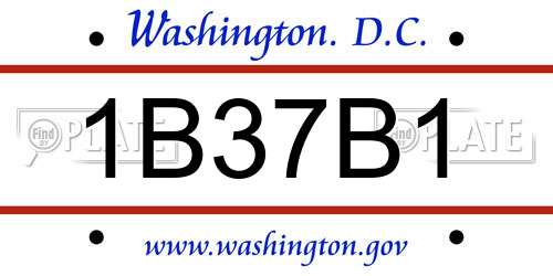 1B37B1 District Of Columbia License Plate