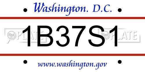 1B37S1 District Of Columbia License Plate