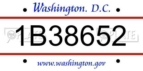 1B38652 District Of Columbia License Plate