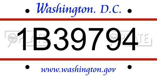 1B39794 District Of Columbia License Plate