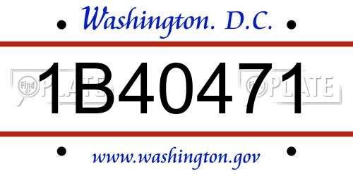 1B40471 District Of Columbia License Plate