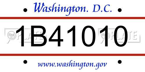 1B41010 District Of Columbia License Plate