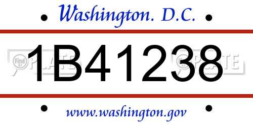 1B41238 District Of Columbia License Plate